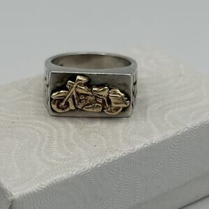 Sterling Silver Men’s Motorcycle Ring Wide Band Size 9.25 Biker Cycles